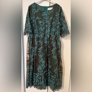 JessaKae Green Embroidered Dress